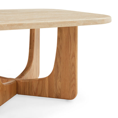 Table basse en travertin Pierro (chêne, travertin)