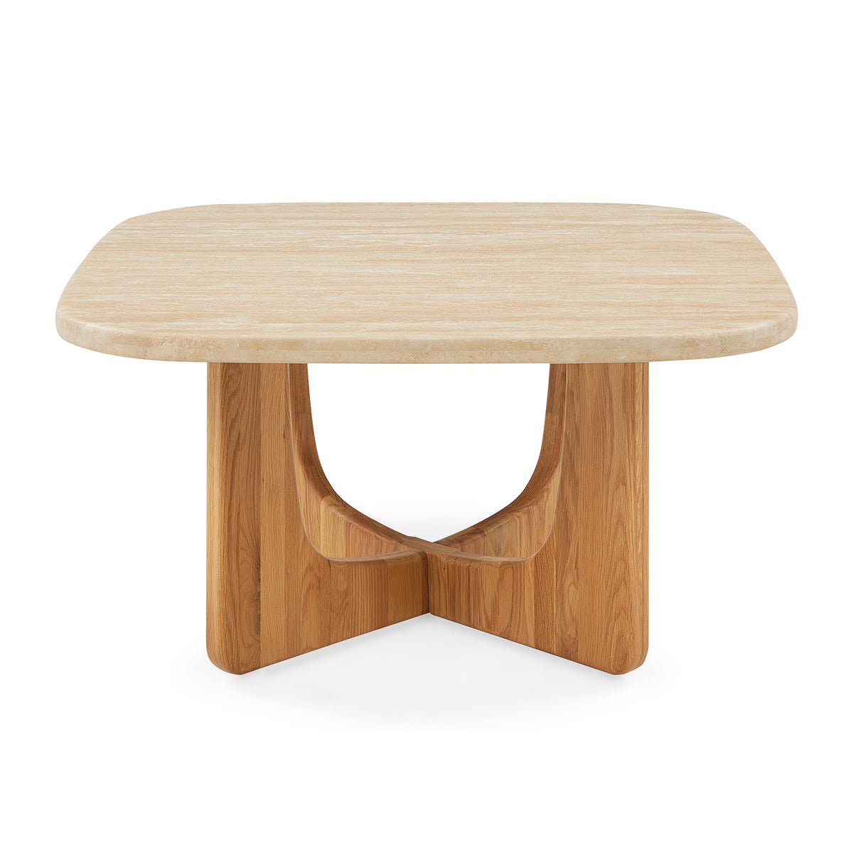 Table basse en travertin Pierro (chêne, travertin)