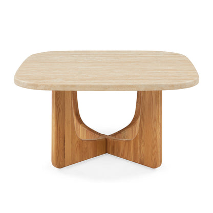 Table basse en travertin Pierro (chêne, travertin)