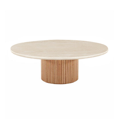 Table basse Cosmos (chêne, travertin, 100 cm)