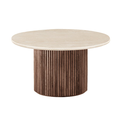 Table basse Cosmos (noyer, travertin, 85 cm)