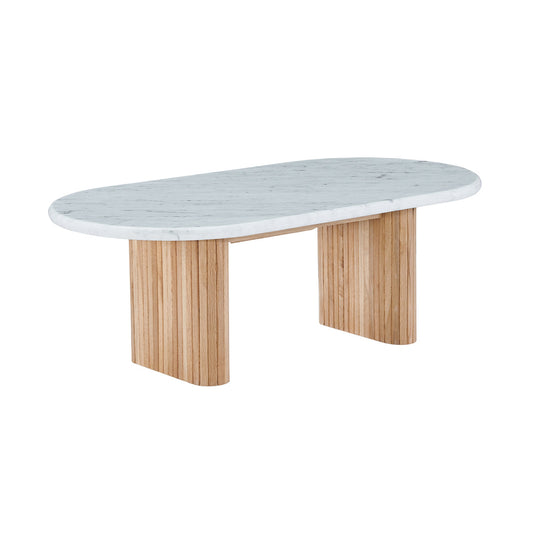 Table basse ovale Noir (chêne, marbre, 120 cm)