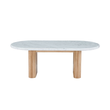 Table basse ovale Noir (chêne, marbre, 120 cm)