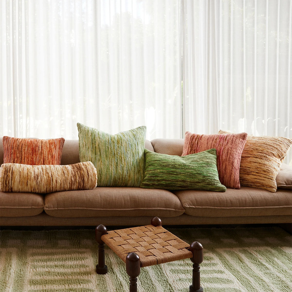 Coussin en laine chinée crème