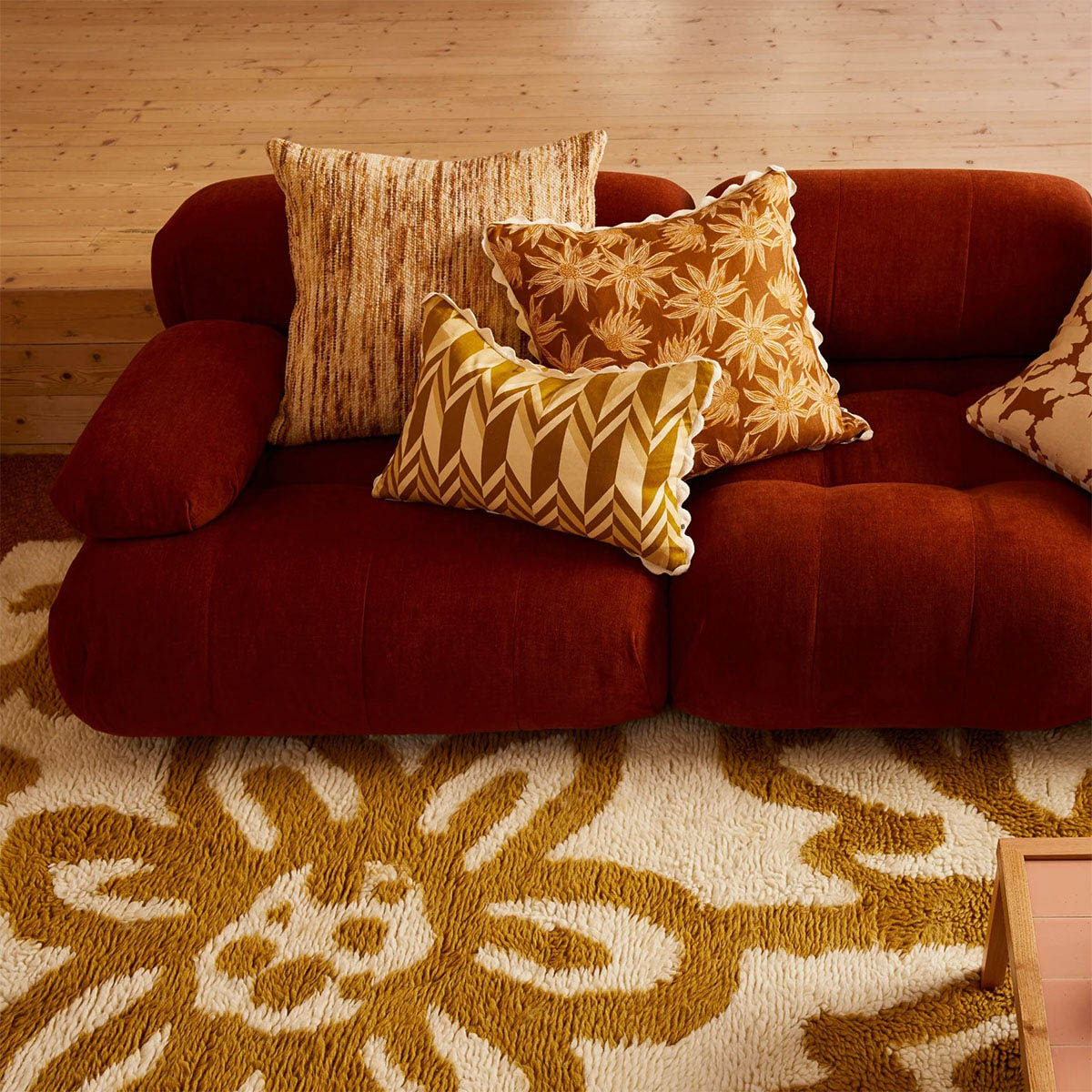 Coussin en laine chinée crème