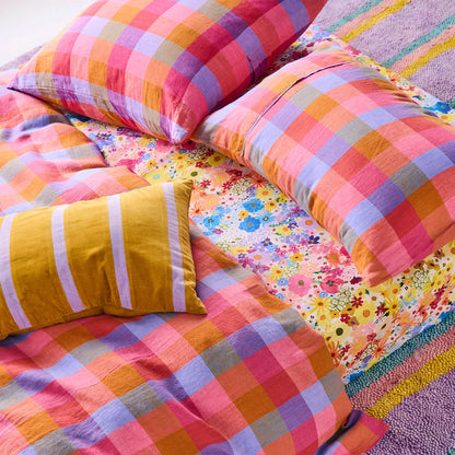 Coussin rectangulaire en velours à rayures Pecan Pie