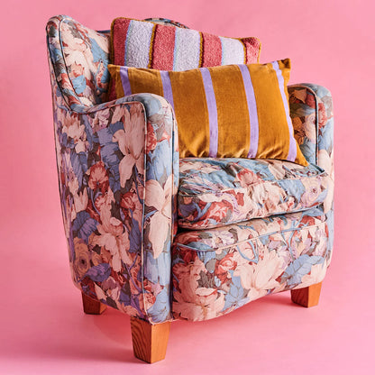 Coussin rectangulaire en velours à rayures Pecan Pie