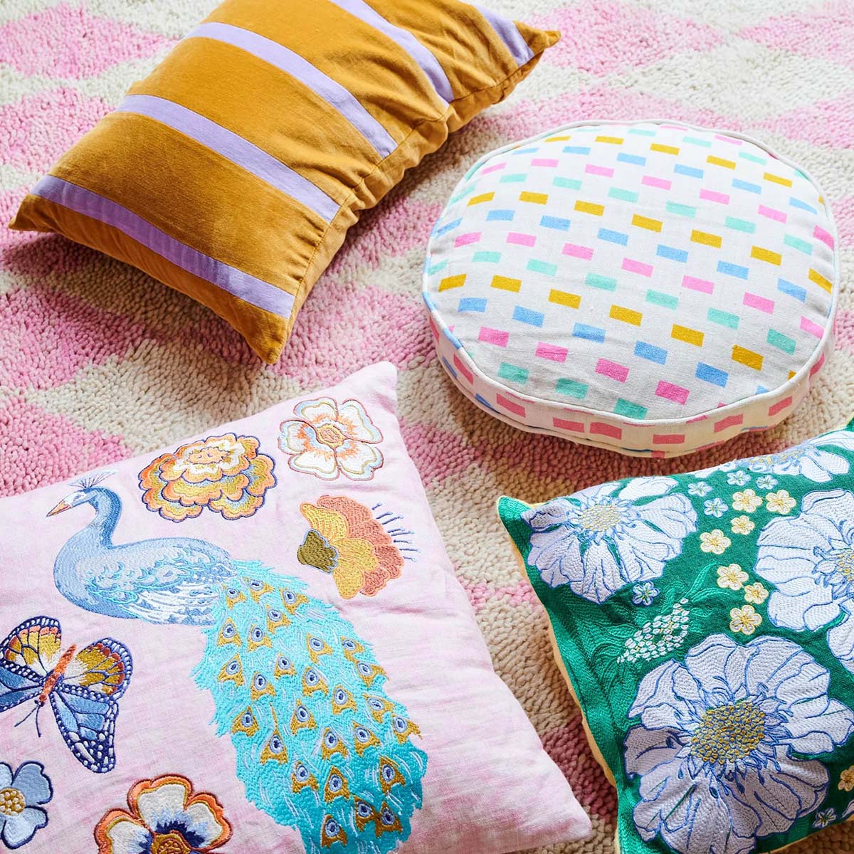 Coussin rectangulaire en velours à rayures Pecan Pie