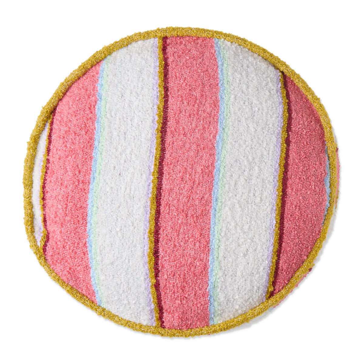 Coussin à pois bouclés à rayures eau de rose