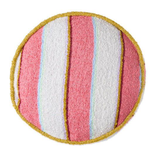 Coussin à pois bouclés à rayures eau de rose