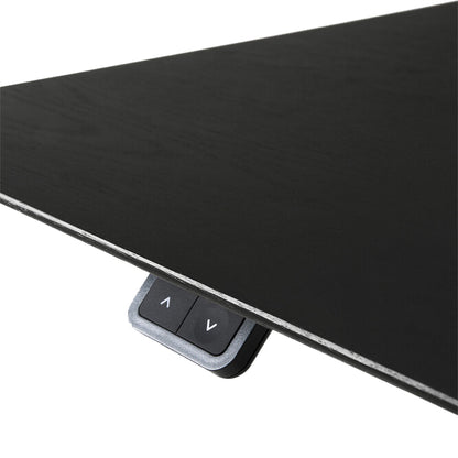 Bureau rectangulaire réglable Bok avec gestion des câbles (UE) (chêne noir, blanc, 140 cm)