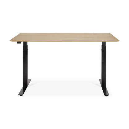 Bureau rectangulaire réglable Bok avec gestion des câbles (UE) (chêne, noir, 140 cm)