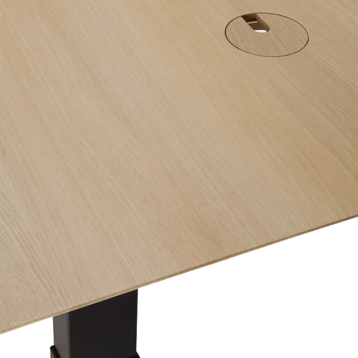 Bureau rectangulaire réglable Bok avec gestion des câbles (Royaume-Uni, chêne, noir, 140 cm)