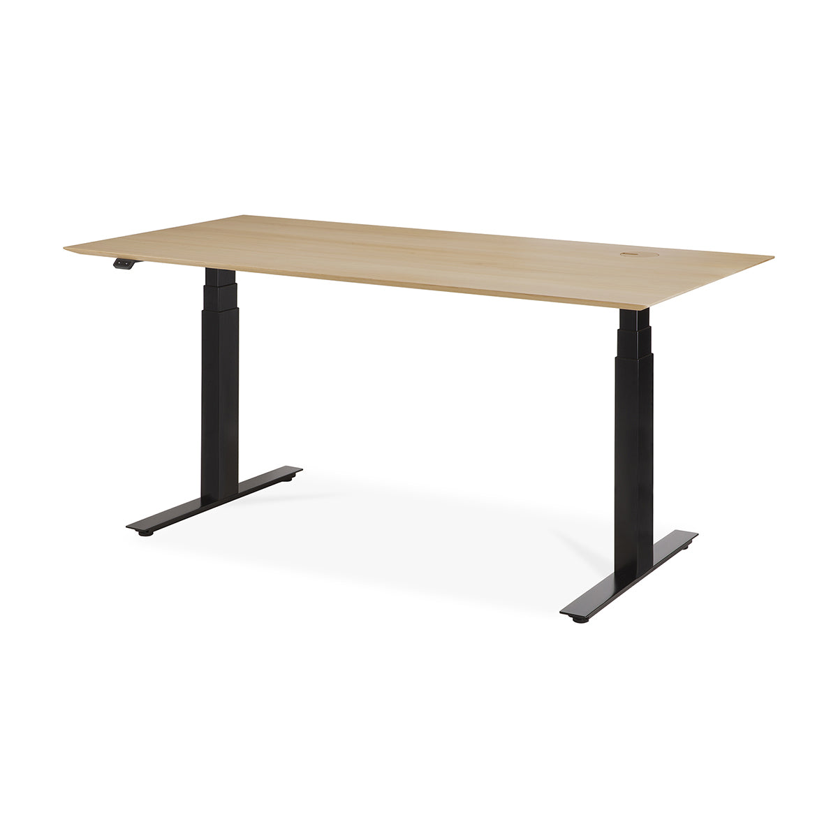 Bureau rectangulaire réglable Bok avec gestion des câbles (Royaume-Uni, chêne, noir, 160 cm)
