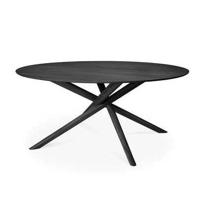 Table à manger ronde Mikado (chêne noir, 150 cm)