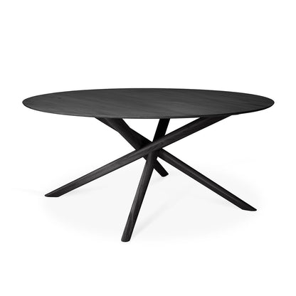 Table à manger ronde Mikado (chêne noir, 150 cm)