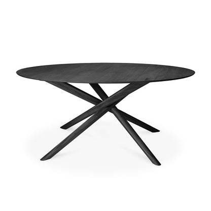 Table à manger ronde Mikado (chêne noir, 150 cm)