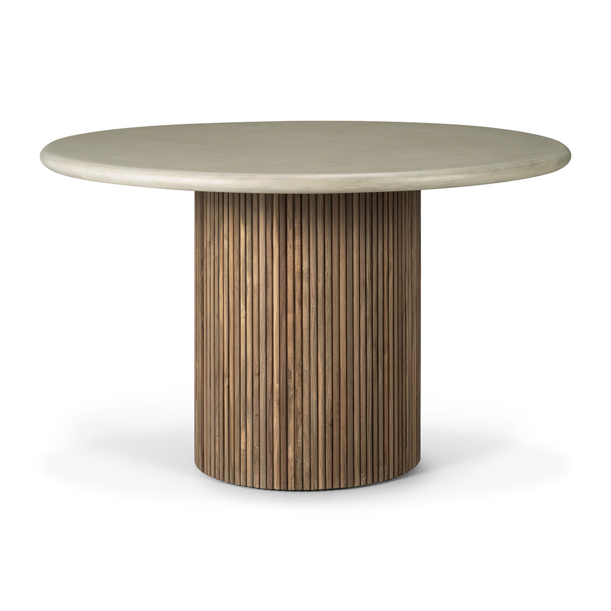 Table à manger d'extérieur en béton Roller Max (teck, gris clair)