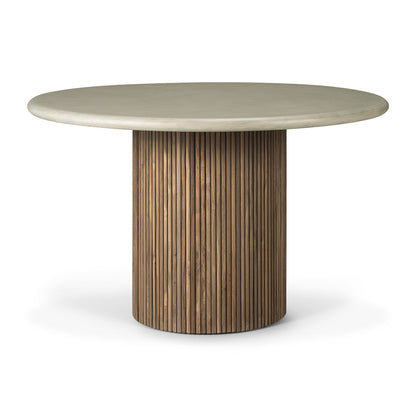 Table à manger d'extérieur en béton Roller Max (teck, gris clair)