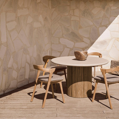 Table à manger d'extérieur en béton Roller Max (teck, gris clair)