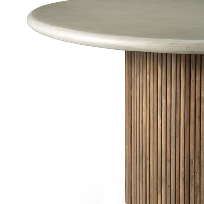 Table à manger d'extérieur en béton Roller Max (teck, gris clair)