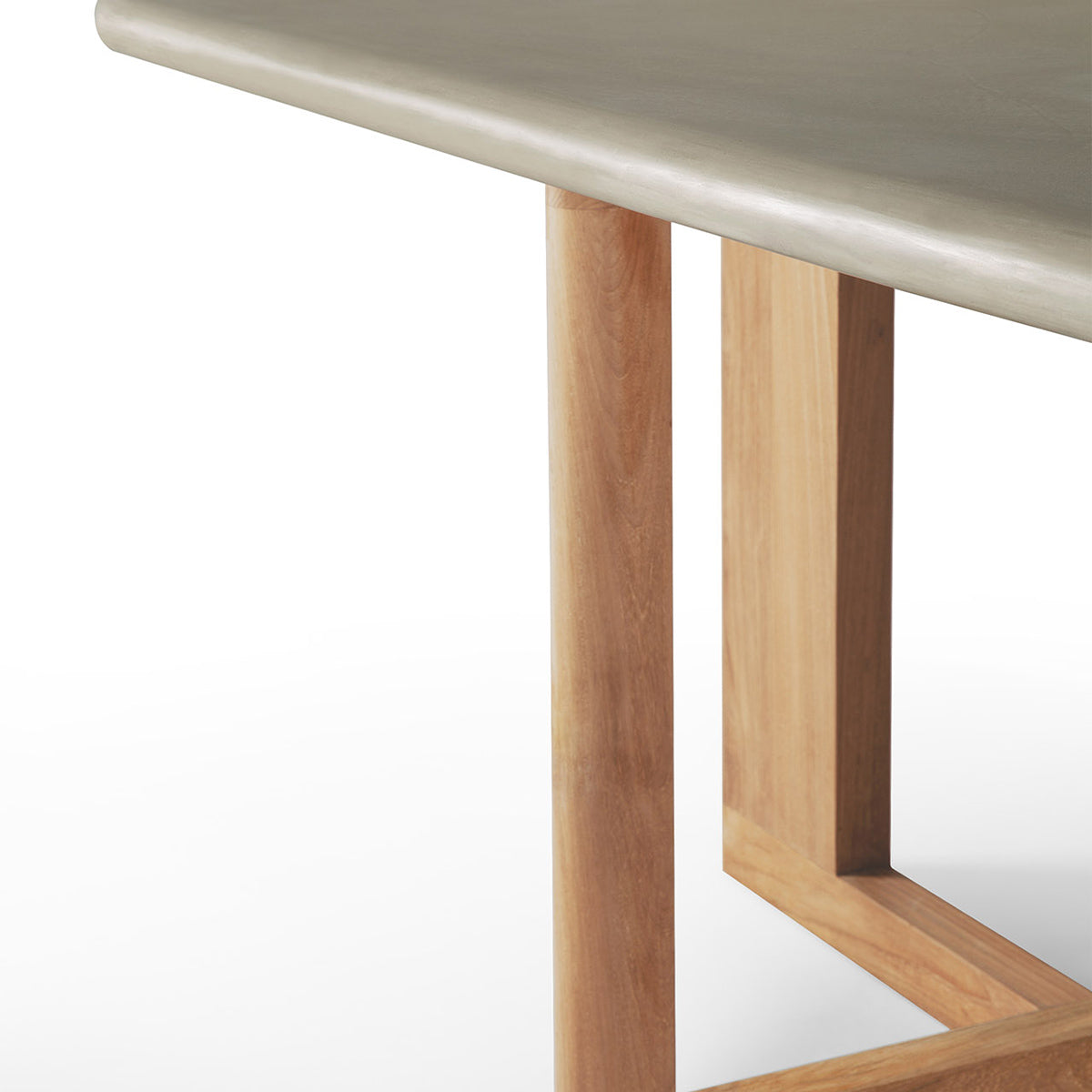 Table à manger d'extérieur en béton à tréteaux (teck, gris clair)