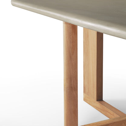 Table à manger d'extérieur en béton à tréteaux (teck, gris clair)