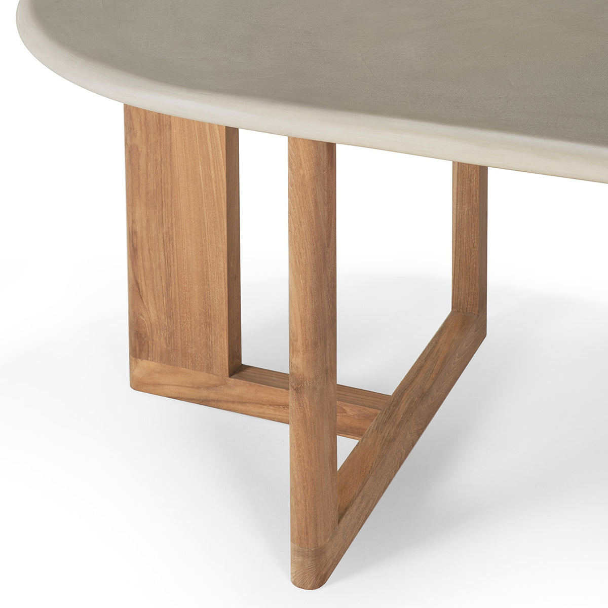 Table à manger d'extérieur en béton à tréteaux (teck, gris clair)