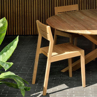 Table à manger ronde d'extérieur Circle (teck, 163 cm)