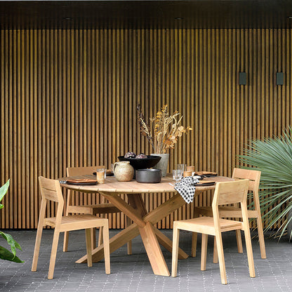 Table à manger ronde d'extérieur Circle (teck, 163 cm)