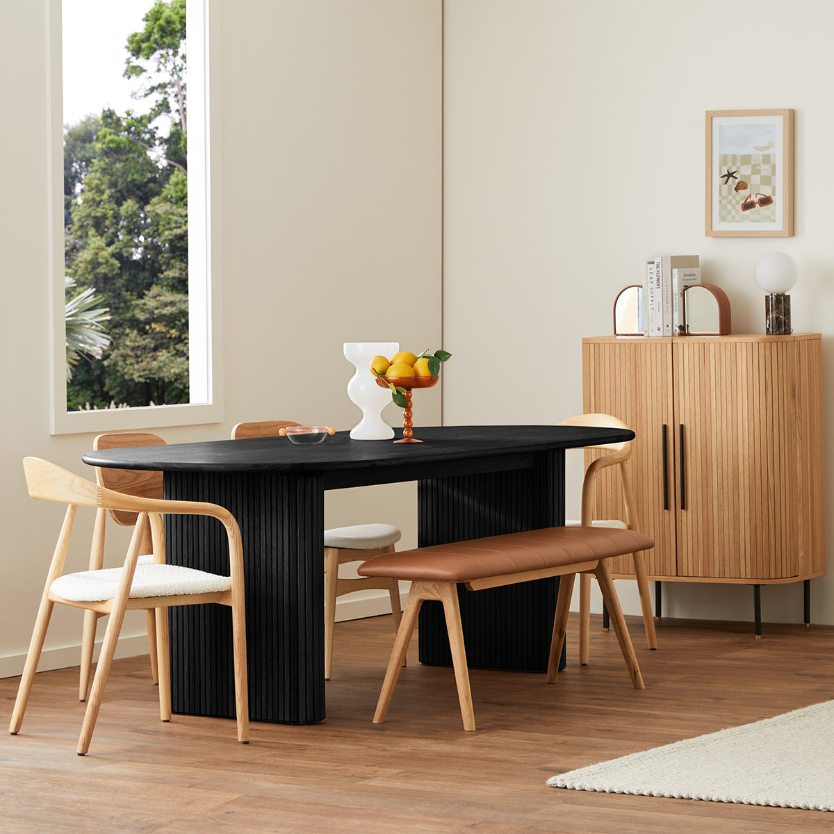 Table à manger ovale noire (220 cm)