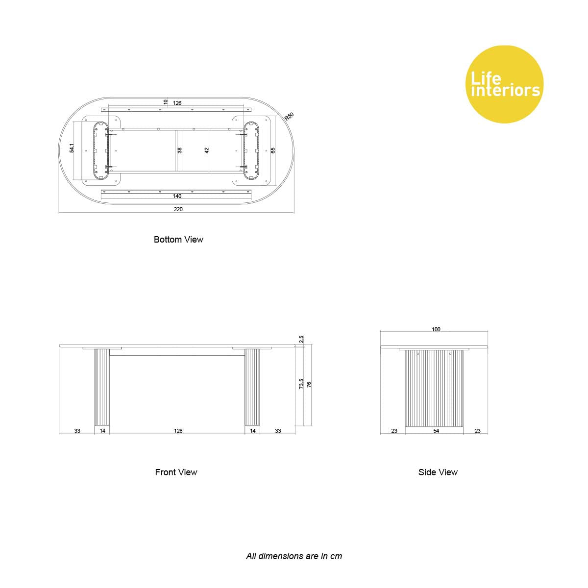Table à manger ovale noire (220 cm)