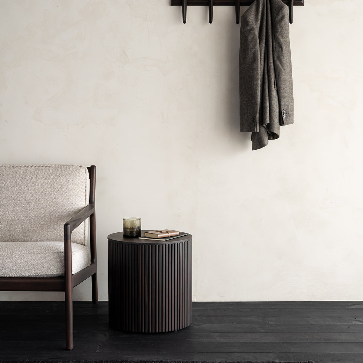 Fauteuil en tissu Jack (acajou, marron foncé, ivoire)