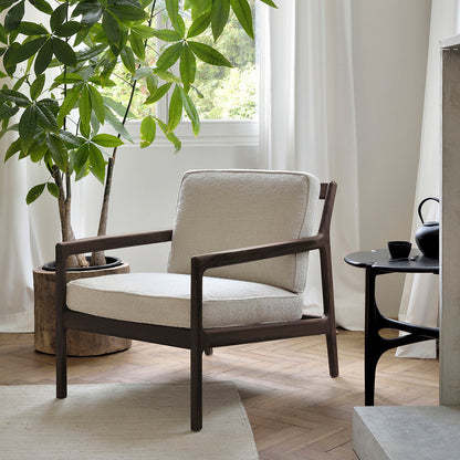 Fauteuil en tissu Jack (acajou, marron foncé, ivoire)
