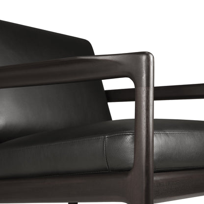 Fauteuil en cuir Jack (acajou, marron foncé, noir)