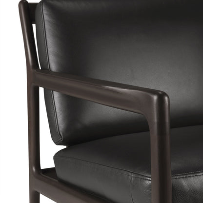 Fauteuil en cuir Jack (acajou, marron foncé, noir)