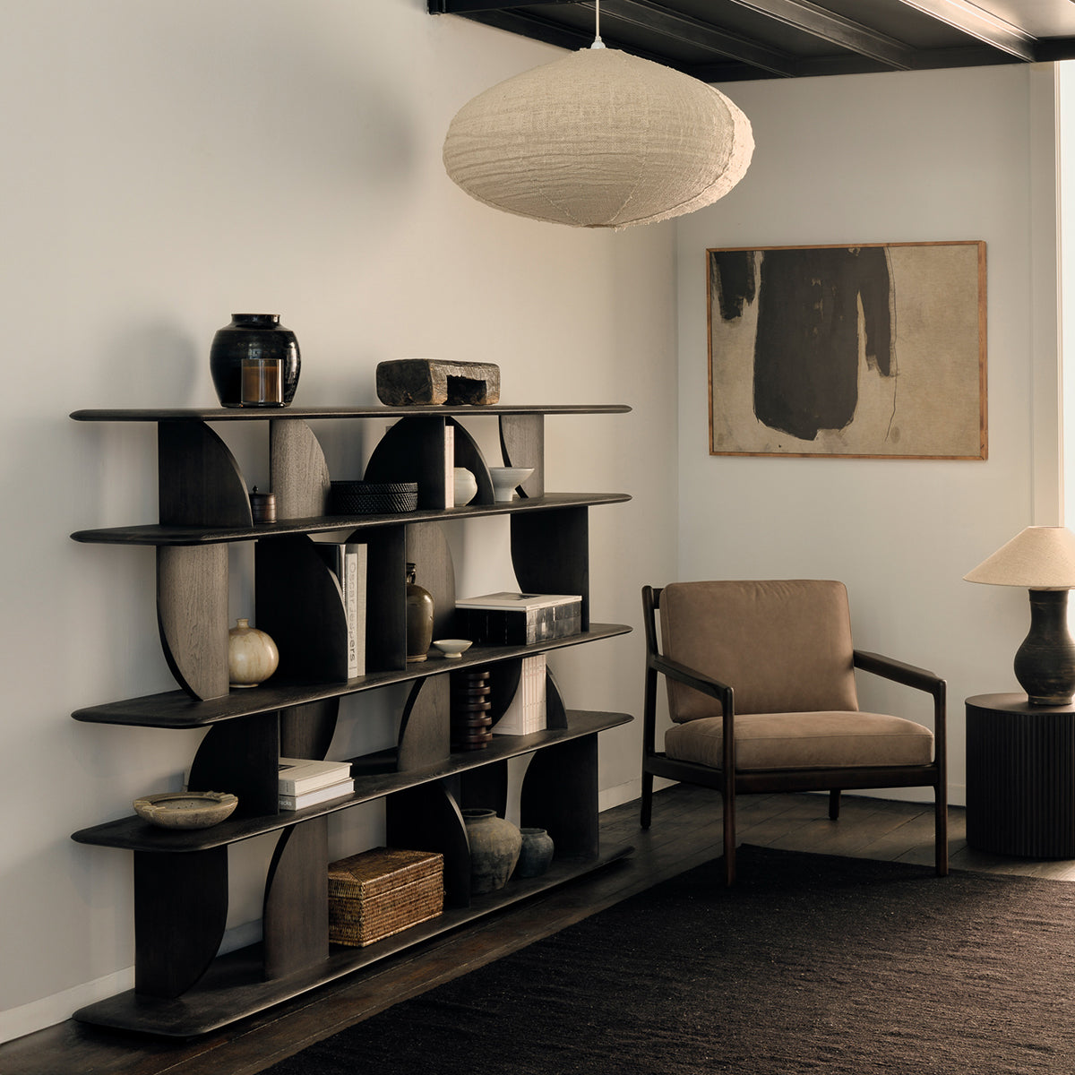 Fauteuil en cuir Jack (acajou marron foncé, nubuck terra)