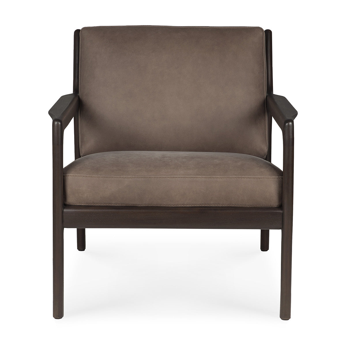 Fauteuil en cuir Jack (acajou marron foncé, nubuck terra)