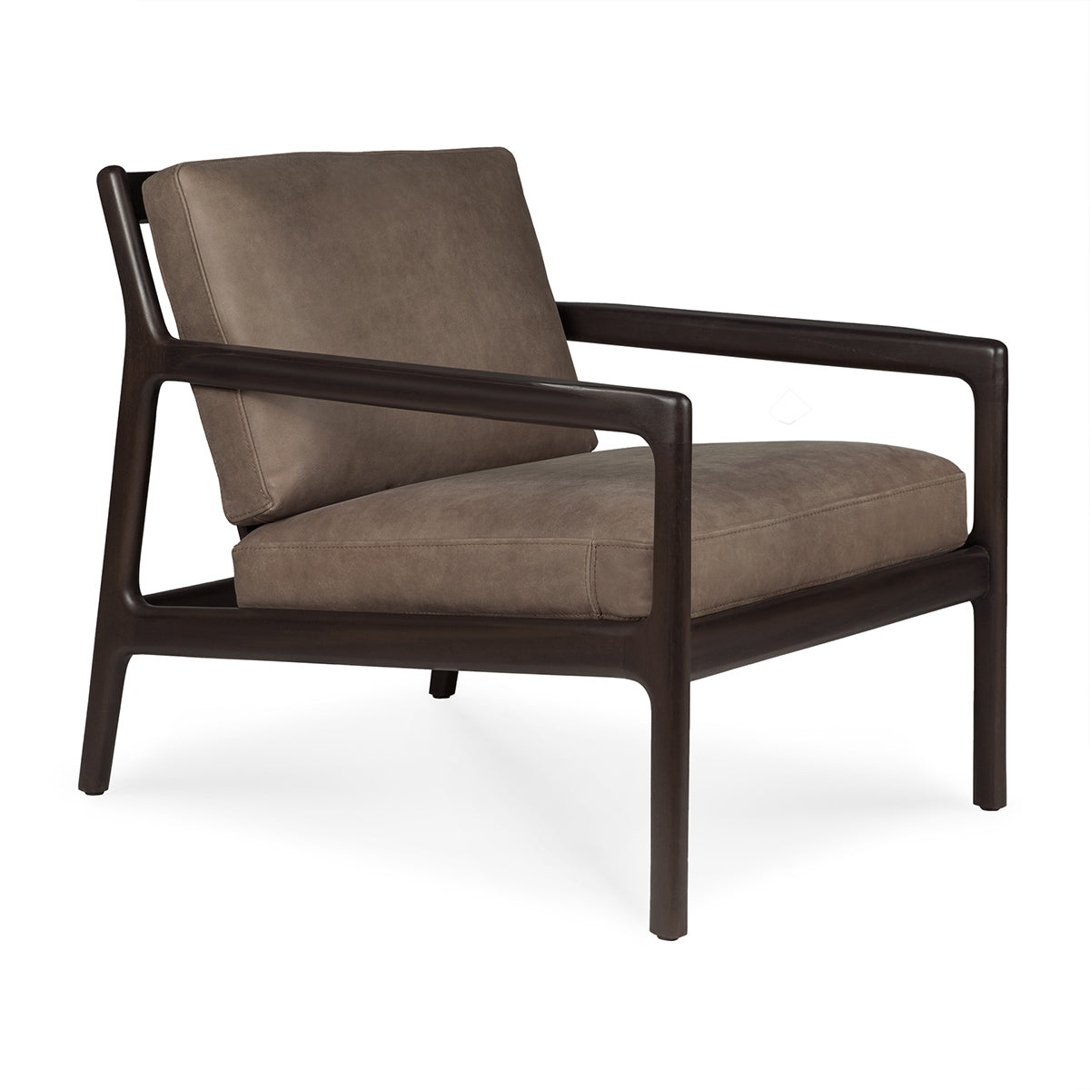 Fauteuil en cuir Jack (acajou marron foncé, nubuck terra)