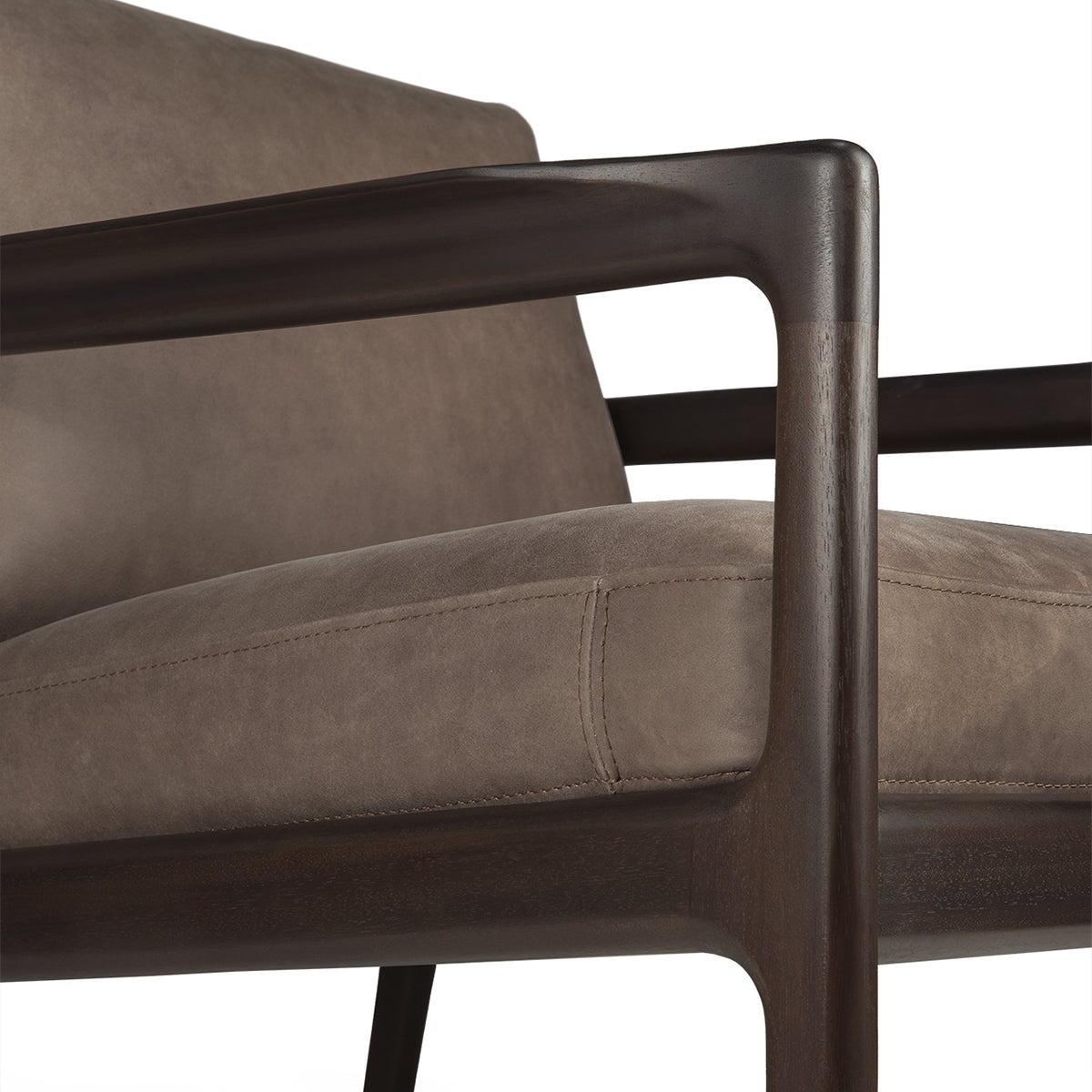 Fauteuil en cuir Jack (acajou marron foncé, nubuck terra)