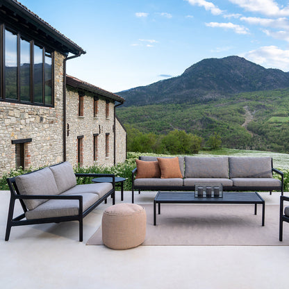 Chaise longue d'extérieur en tissu Jack (teck noir, moka, 76 cm)