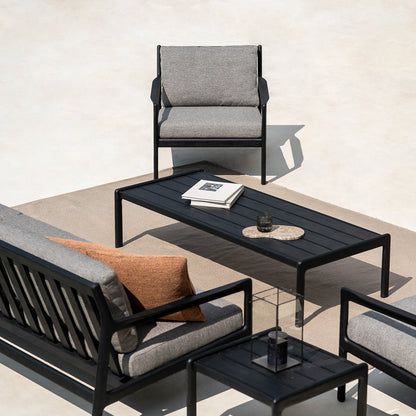 Chaise longue d'extérieur en tissu Jack (teck noir, moka, 76 cm)