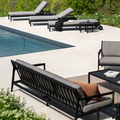 Chaise longue d'extérieur en tissu Jack (teck noir, moka, 76 cm)