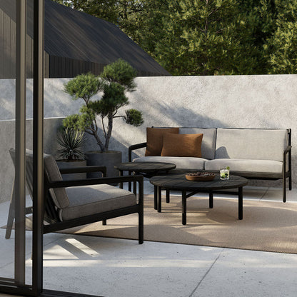 Chaise longue d'extérieur en tissu Jack (teck noir, moka, 76 cm)