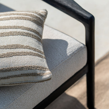 Chaise longue d'extérieur en tissu Jack (noir teck, blanc cassé)