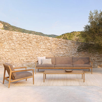 Chaise longue d'extérieur en tissu Jack (teck, moka)