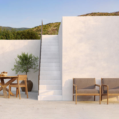 Chaise longue d'extérieur en tissu Jack (teck, moka)