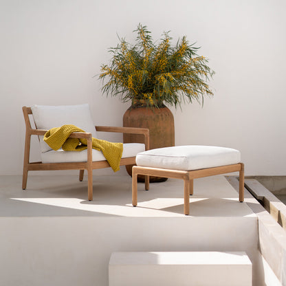 Chaise longue d'extérieur en tissu Jack (teck, blanc cassé)