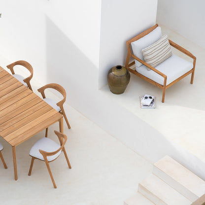 Chaise longue d'extérieur en tissu Jack (teck, blanc cassé)