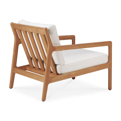 Chaise longue d'extérieur en tissu Jack (teck, blanc cassé)